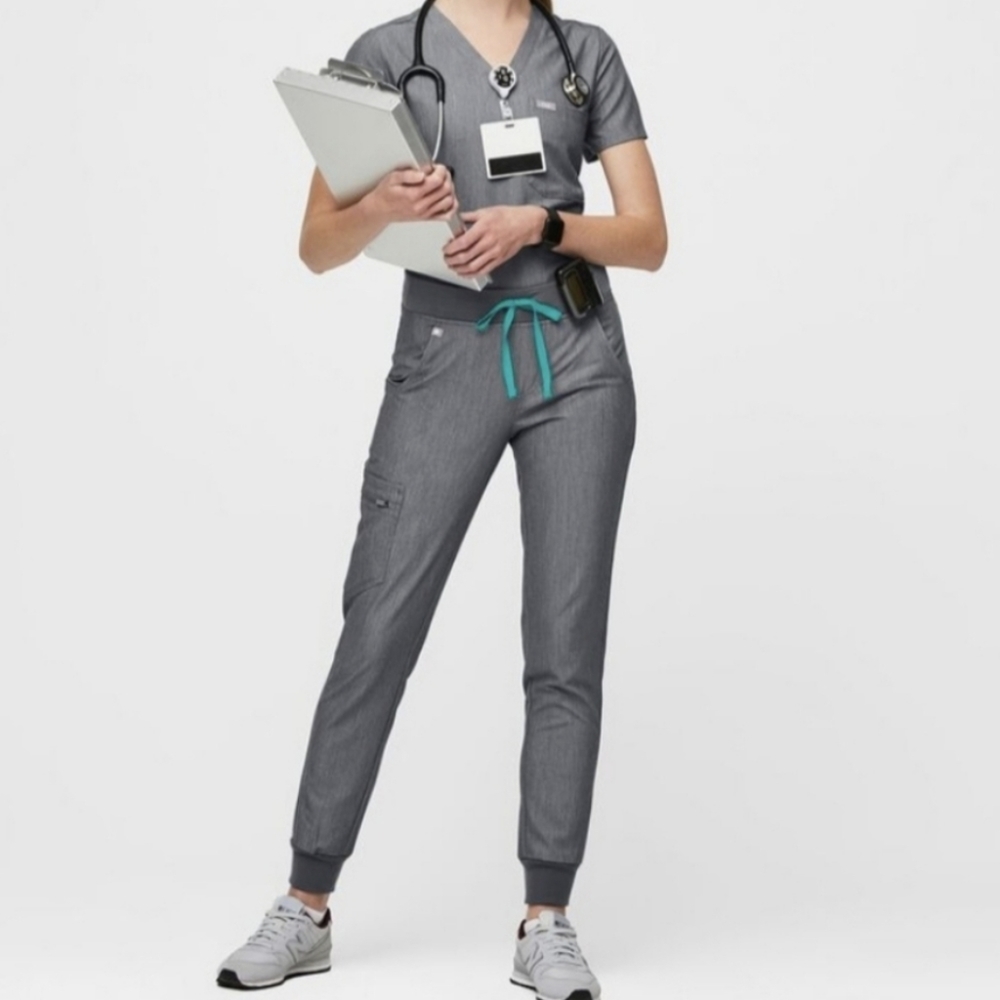 FIGS Scrub Set Gray Top XXS Pants XSP